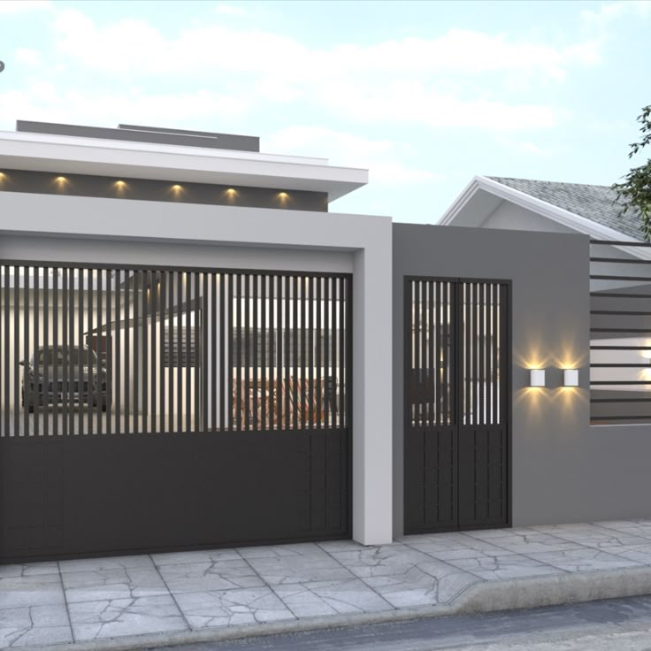 Contoh rumah modern dengan pagar besi minimalis — memberikan keamanan, privasi, dan tampilan elegan secara bersamaan.